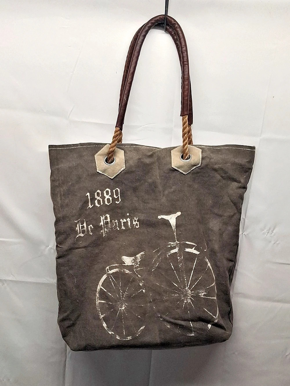 Mona B Brown Graphic "Paris" Canvas Tote